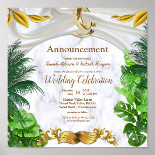 Romantic Tropical Wedding Announement Poster