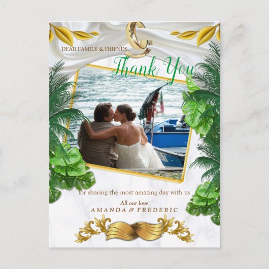 Romantic Tropical Wedding Dank je Briefkaart (Voorkant)