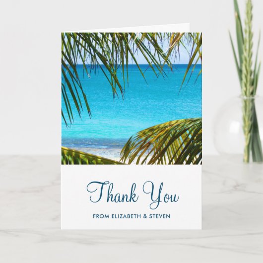 Romantic Turquoise Tropical Beach Wedding Bedankt Kaart (Voorkant)