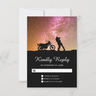 Romantic Twilight Galaxy Couple Wedding RSVP Kaartje