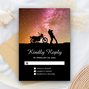 Romantic Twilight Galaxy Couple Wedding RSVP Kaartje