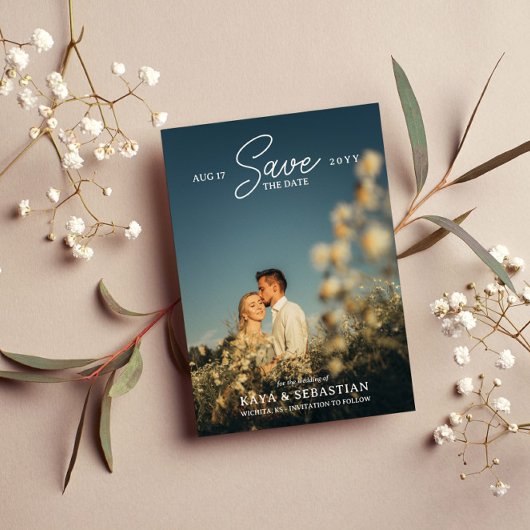 Romantic Typografie Foto Save the Date