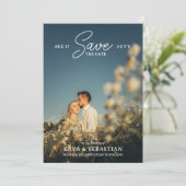 Romantic Typografie Foto Save the Date (Staand voorkant)