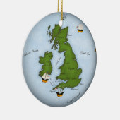 Romantic United Kingdom Map with Sailing Ships Keramisch Ornament (Rechts)
