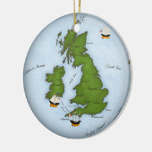 Romantic United Kingdom Map with Sailing Ships Keramisch Ornament (Links)