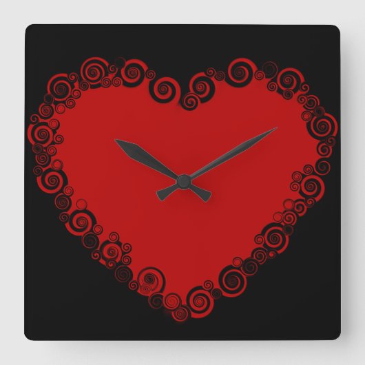 Romantic Valentijn Love Heart Red Vierkante Klok (Voorkant)