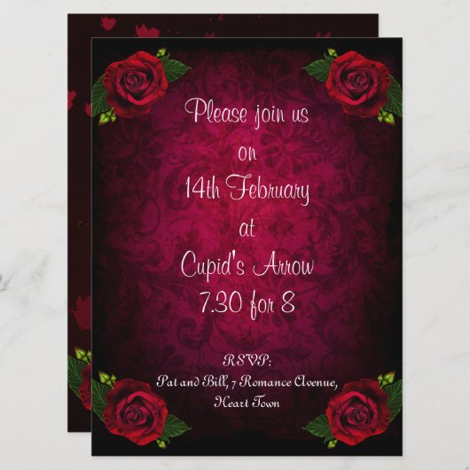 Romantic Valentijnse Uitnodiging (Voorkant / Achterkant)