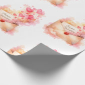 Romantic Valentine Wrapping Paper Love Envelope Cadeaupapier (Hoek)