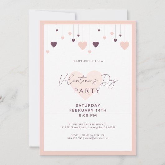 Romantic Valentines invitation de fête (Devant)