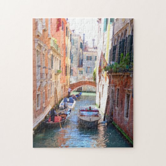 Romantic Venice Canal met brug en boot, Italië Legpuzzel (Verticaal)
