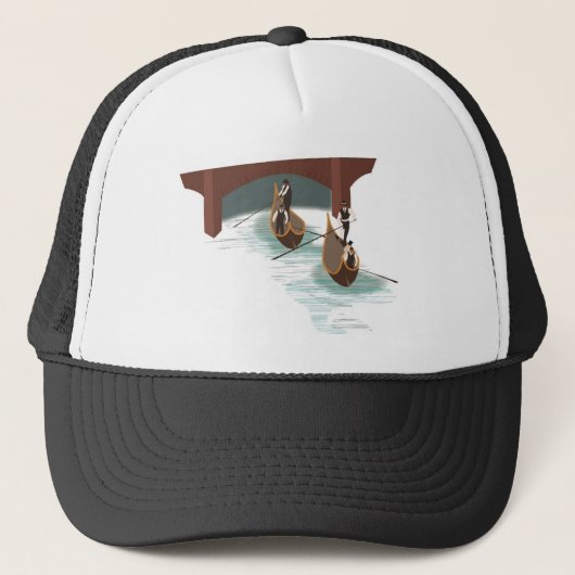 Romantic Venice Gondolas Trucker Pet (Voorkant)