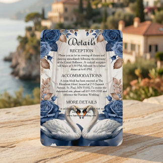 Romantic Victorian Swan & Navy Rose Garden Informatiekaartje