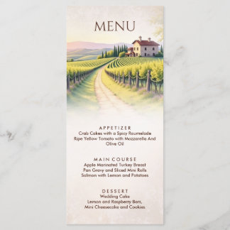 Romantic Vineyard Rustic Wedding Menu
