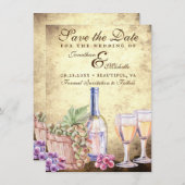 Romantic Vineyard Winery Wine Wedding Save The Date (Voorkant / Achterkant)