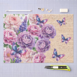 Romantic Vintage Floral Love Letter Decoupage Tissuepapier