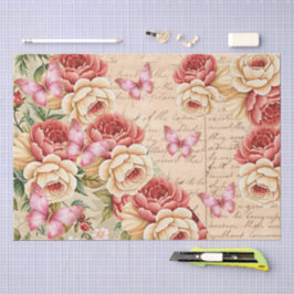 Romantic Vintage Floral Love Letter Decoupage Tissuepapier