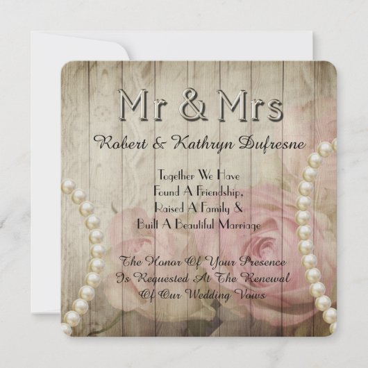 Romantic & Vintage Wedding Vow Renewal Uitnodiging (Voorkant)