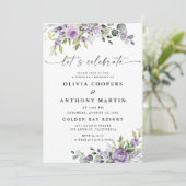 Romantic Violet Flowers Wedding Invitation (Debout devant)