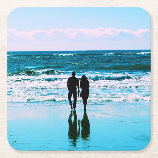Romantic Walk op het strand - Onderzetter (Voorkant)