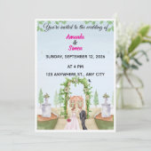 Romantic Watercolor  Garden Wedding Invitation (Debout devant)