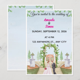 Romantic Watercolor Garden Wedding Invitation