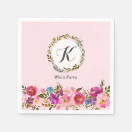 Romantic, Waterverf Bloem, bloem Servet