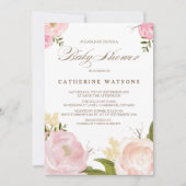 Romantic Waterverf Flowers Baby shower Uitnodiging (Voorkant)