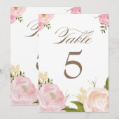 Romantic Waterverf Flowers Table Numbers Card Kaart (Voorkant / Achterkant)