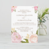 Romantic Waterverf Flowers Verloving Uitnodiging (Staand voorkant)