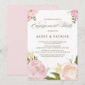 Romantic Waterverf Flowers Verloving Uitnodiging (Voorkant / Achterkant)