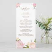 Romantic Waterverf Flowers Wedding Menu Kaart (Staand voorkant)
