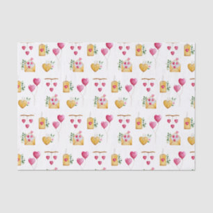 Romantic Waterverf Het patroon van illustraties va Tissuepapier