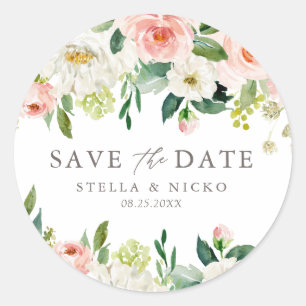 Romantic Waterverf Spring Bloom Save the Date Ronde Sticker
