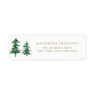 Romantic Waterverf Woodland Forest Gold Etiket