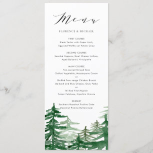 Romantic Waterverf Woodland Menu Kaart