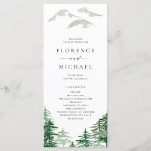 Romantic Waterverf Woodland Wedding Programma