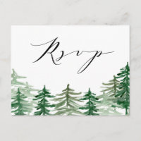 Romantic Waterverf Woodland Wedding RSVP Briefkaar