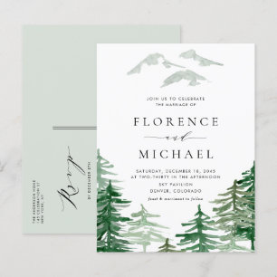 Romantic Waterverf Woodland Wedding Uitnodiging Briefkaart