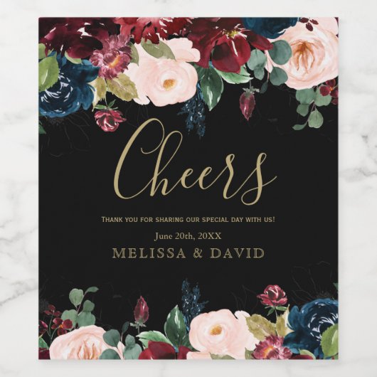 Romantic Weddenschap Flower Wine Bottle Stickers (Enkel label)