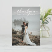 Romantic Weddenschap Manuscript Bedankt Foto Kaart (Staand voorkant)