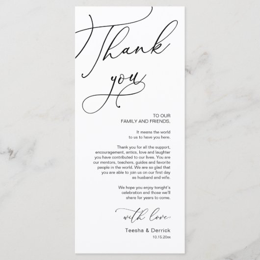 Romantic Weddenschap Plaatsbepaling Bedankt voor j Programma (Voorkant)