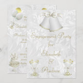 Romantic Wedding Bells & Champagne Flutes Kaart (Voorkant / Achterkant)