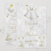 Romantic Wedding Bells & Champagne Flutes Kaart (Voorkant / Achterkant)