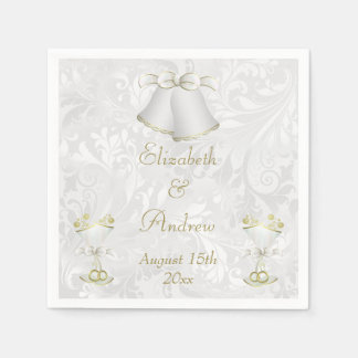 Romantic Wedding Bells & Champagne Flutes Servetten