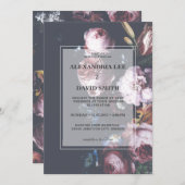 Romantic Wedding Dark Black Moody Pink Florals 2 Kaart (Voorkant / Achterkant)