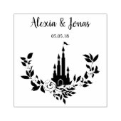 Romantic Wedding Design with Castle and Flowers Rubberstempel (Afrduk)