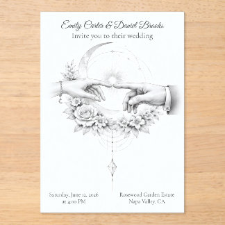 Romantic Wedding Hands Minimalist Design Acryl Uitnodigingen