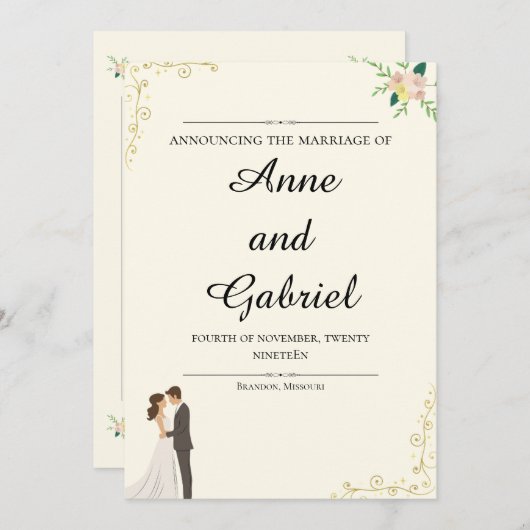 Romantic Wedding Invitation (Devant / Derrière)