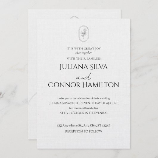 Romantic Wedding Invitation | Chic & Modern (Devant / Derrière)