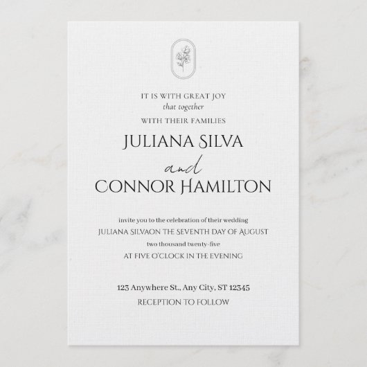 Romantic Wedding Invitation | Chic & Modern (Devant)